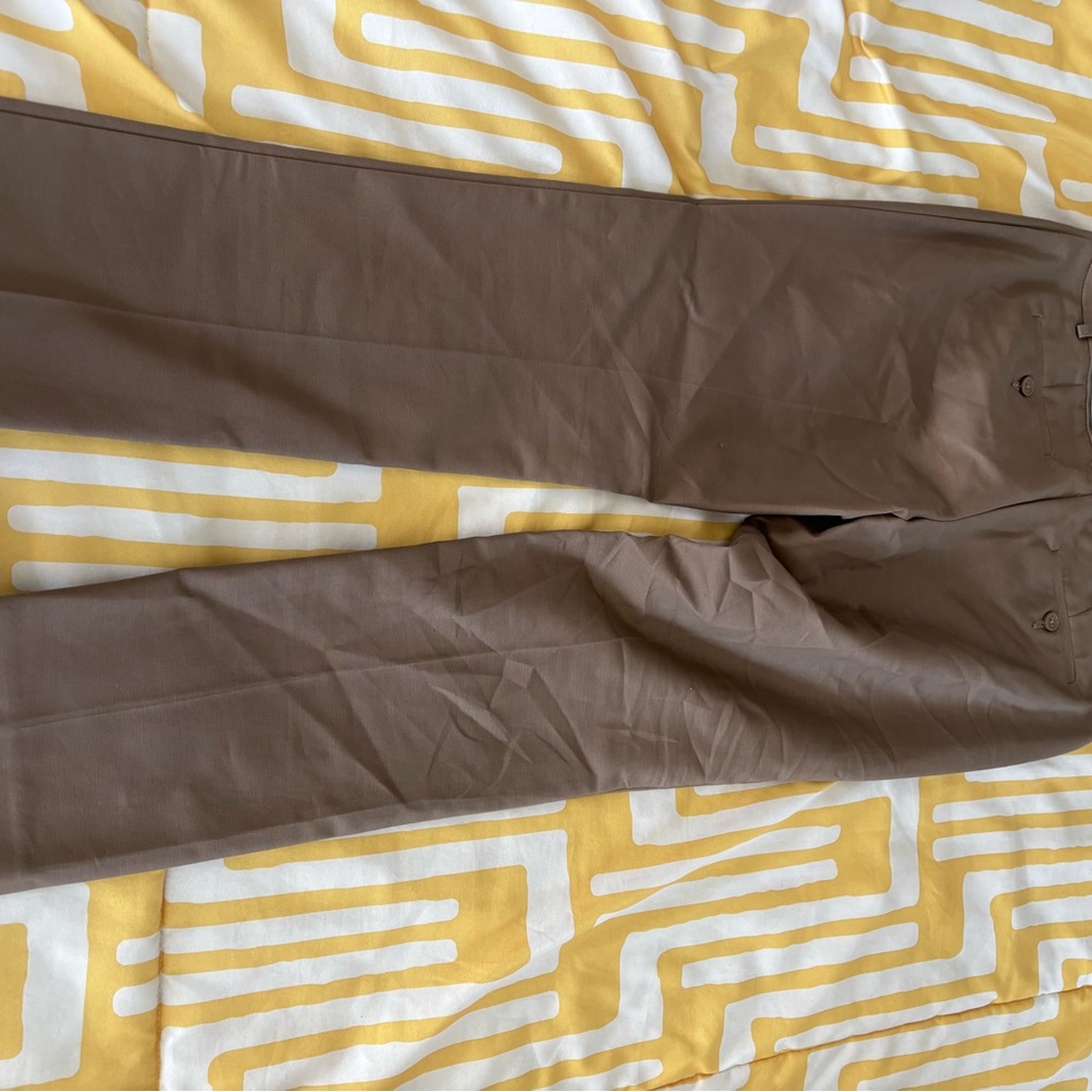 Van Heusen Brown Trousers Cotton Blend Straight Leg